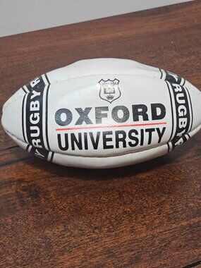 Oxford University Rugby Ball White with Black Text